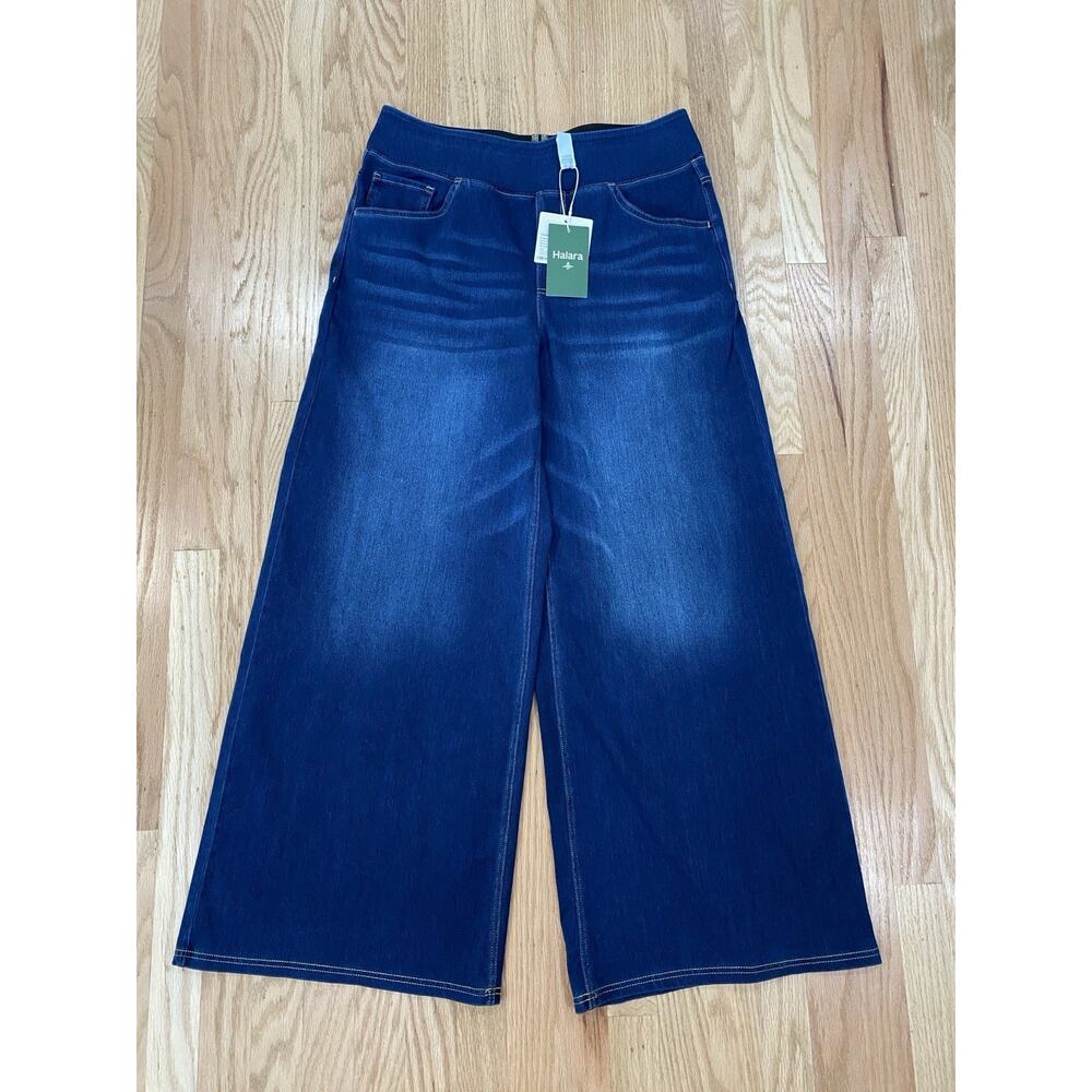 Halara Flex Wide Leg Jeans Women’s L Petite Bright Blue Y2K Clean Girl Boho